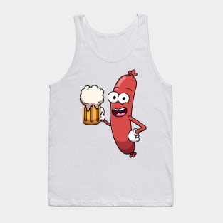 Happy Sausage With Beer Tank Top